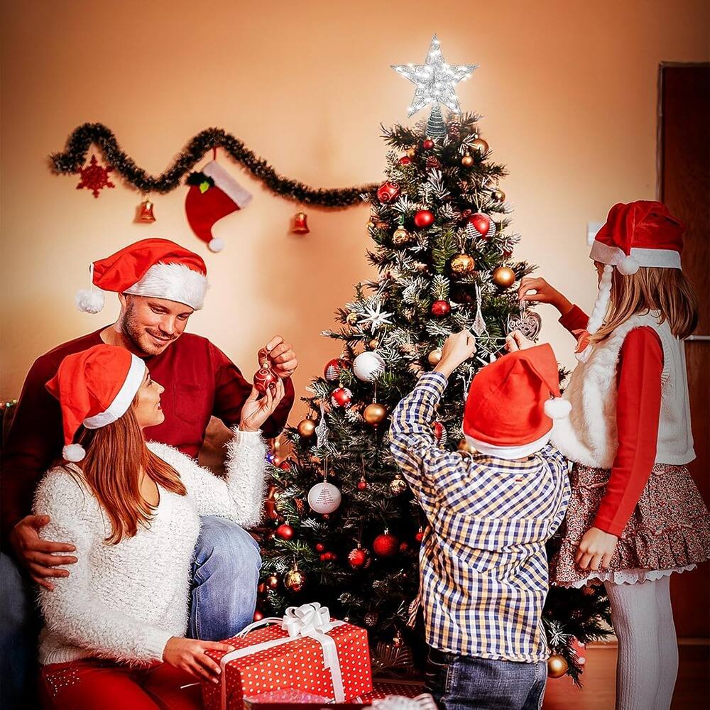 Alt View 2. Schertz - Silver LED Star Tree Topper w/ Remote, Battery Operated - silver.