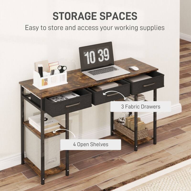 STORAGE SPACES  
Easy to store and access your working supplies  

3 Fabric Drawers  
4 Open Shelves