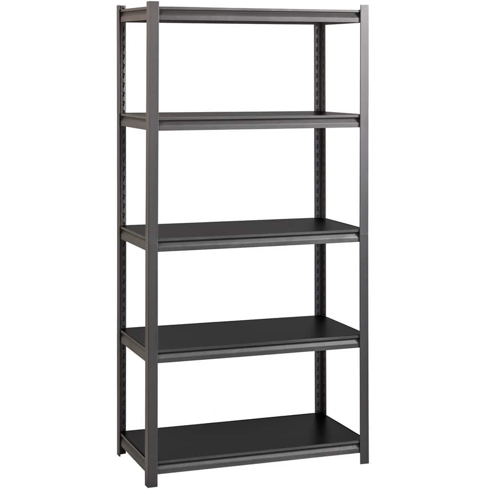 Lorell - Iron Horse 3200 lb Capacity Riveted Shelving 5 Shelf 72" H x 36" W x 18" D Black Steel Laminate - Black|Gray