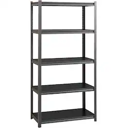 Lorell - Iron Horse 3200 lb Capacity Riveted Shelving 5 Shelf 72" H x 36" W x 18" D Black Steel Laminate - Black|Gray