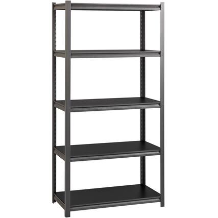 Front. Lorell - Lorell Iron Horse 3200 lb Capacity Riveted Shelving 5 Shelf 72" H x 36" W x 18" D Black Steel Laminate - Black|Gray.