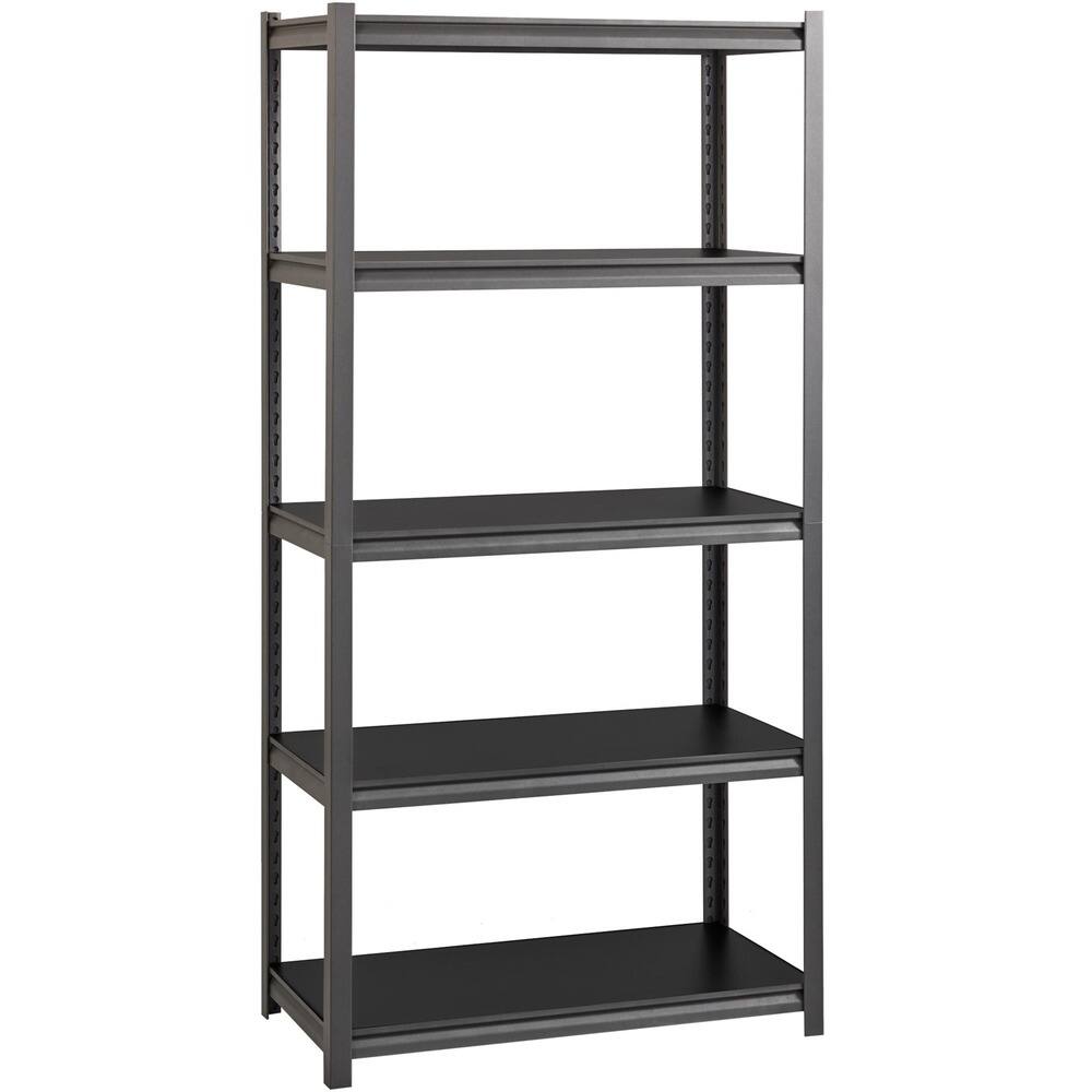Front. Lorell - Lorell Iron Horse 3200 lb Capacity Riveted Shelving 5 Shelf 72" H x 36" W x 18" D Black Steel Laminate - Black|Gray.