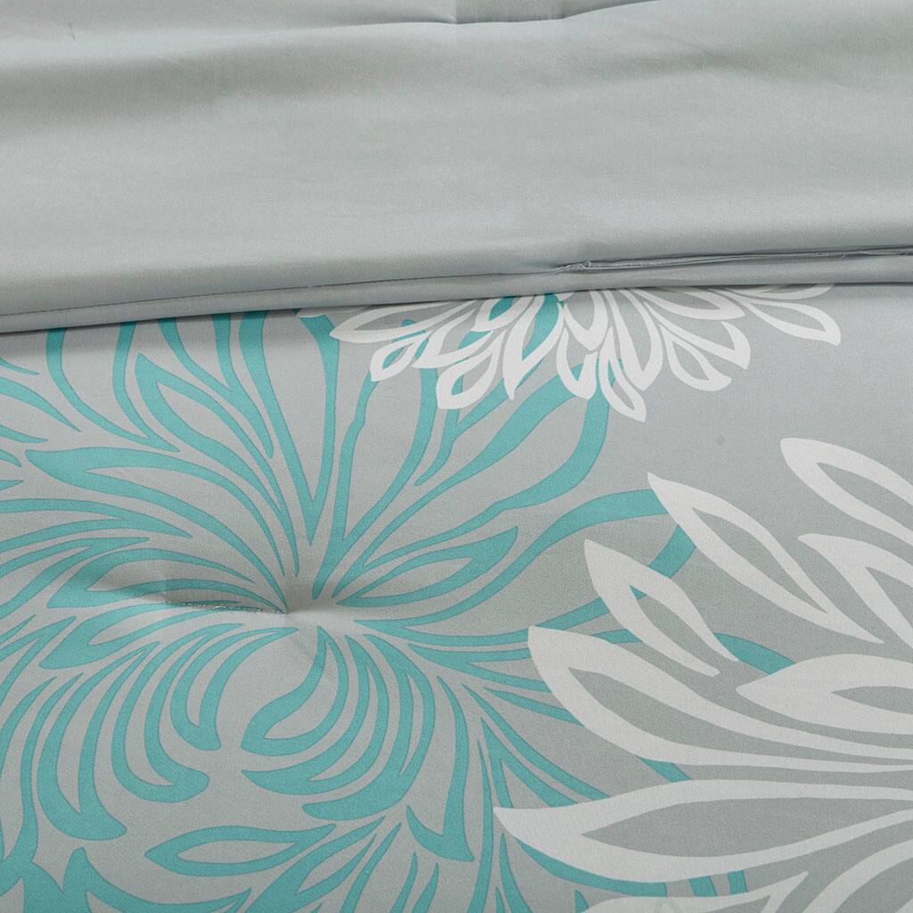 Alt View 5. Gracie Mills - Gracie Mills Willie 9-Piece Floral Comforter Set with Cotton Sheets - Aqua.