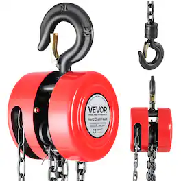 VEVOR - Hand Chain Hoist, 1 Ton 2200 lbs Capacity, Manual Chain Block with Upgrade G70 Galvanized Chain, 8 ft Lifting Height - Red