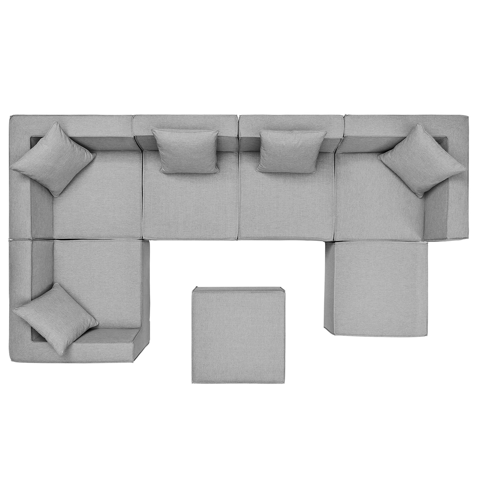 Alt View 8. Modway - Saybrook 7-Piece Outdoor Patio Upholstered Sectional Sofa by Modway - Gray.