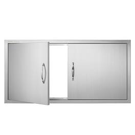 VEVOR - BBQ Access Door, 42W x 21H Inch Double Outdoor Kitchen Door, Stainless Steel Flush Mount Door, Wall Vertical Door - Silver