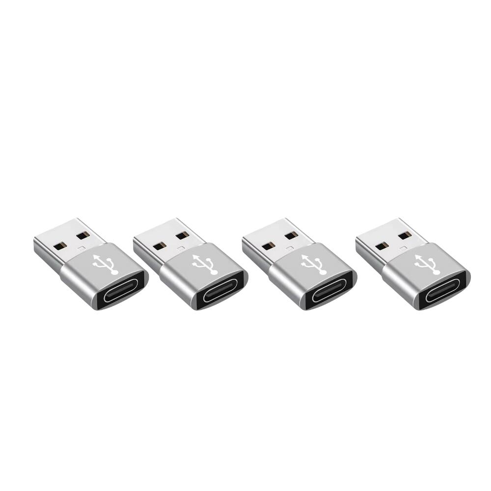 Alt View 1. Qixxronics - USB C to USB Adapter Type C Female to USB Male Converter Adapter (4-PACK) - Silver.