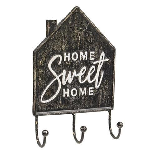 BreeBe - Home Sweet Home House Metal Wall Hook - Black, White