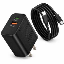 Qixxronics - Fast Charging USB-C Charger 35W with 3FT Type-C to Type-C Cable for USBC Phones, Tablet, iPad,TypeC Devices - Black