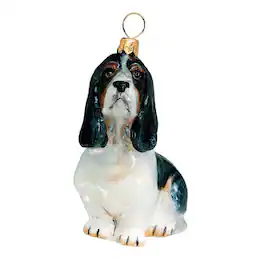 Joy to the World Collectibles - Joy to the World Basset Hound Sitting Dog Polish Blown Glass Christmas Ornament - Multicolor