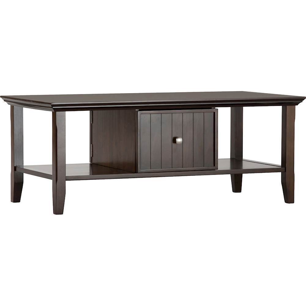 Angle View: Simpli Home - Acadian Rectangular Solid Pine Wood 1-Drawer Coffee Table - Brown