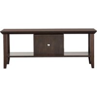 Simpli Home - Acadian Rectangular Solid Pine Wood 1-Drawer Coffee Table - Brown - Front_Zoom