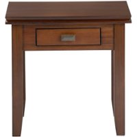 Simpli Home - Artisan Square Solid Pine Wood 1-Drawer End Table - Brown - Front_Zoom