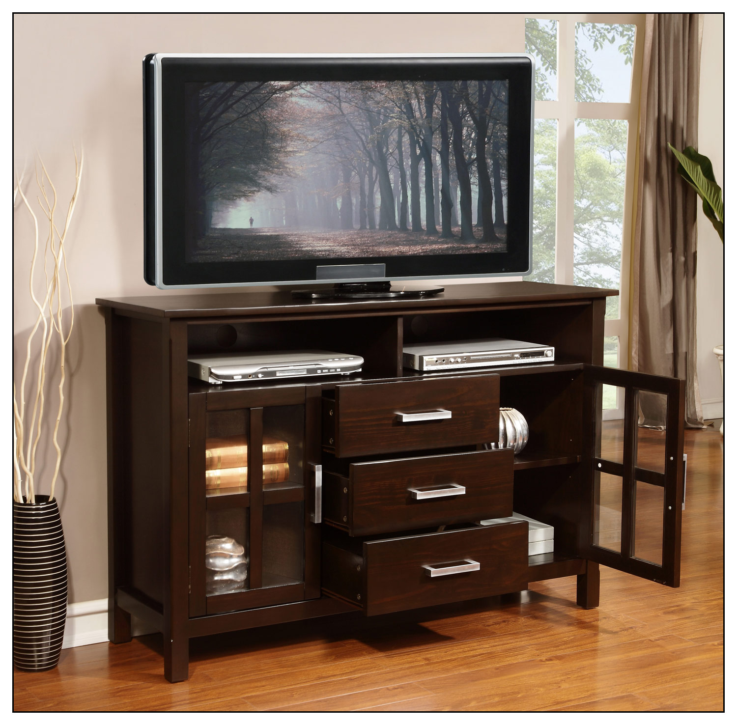 Customer Reviews: Simpli Home Kitchener Tall TV Stand for Most Flat ...