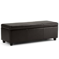 Simpli Home - Avalon Rectangular Polyurethane Faux Leather Ottoman With Inner Storage - Tanner's Brown - Front_Zoom