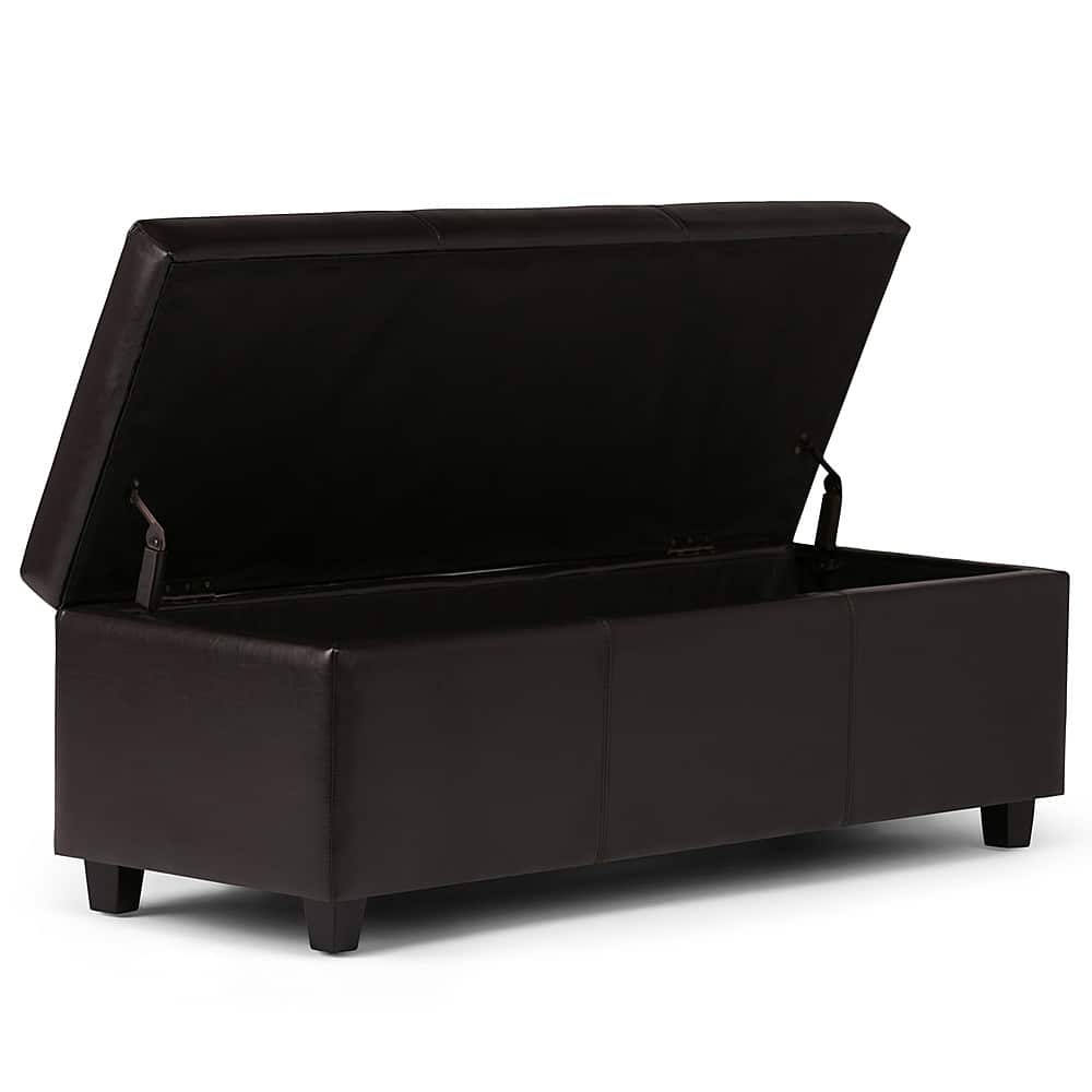Alt View 11. Simpli Home - Avalon Rectangular Polyurethane Faux Leather Ottoman With Inner Storage - Tanner's Brown.