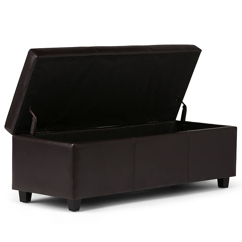 Alt View 11. Simpli Home - Avalon Rectangular Polyurethane Faux Leather Ottoman With Inner Storage - Tanner's Brown.