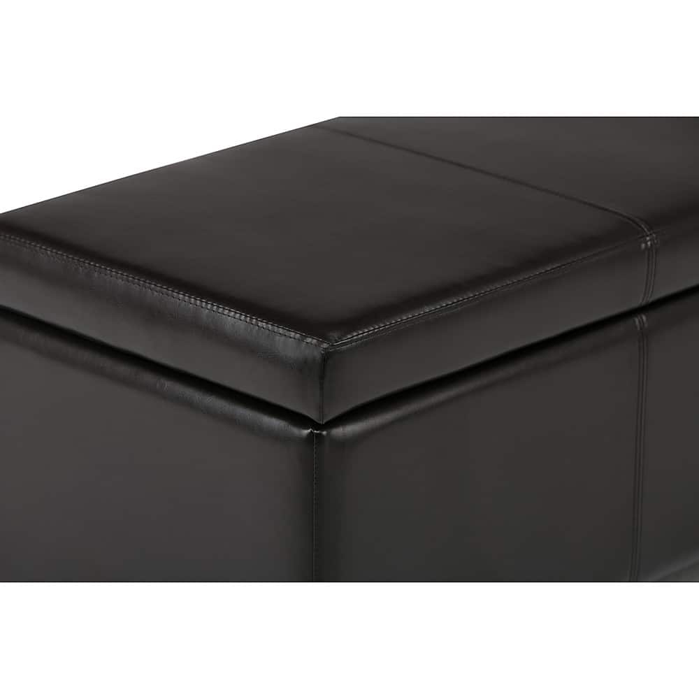 Alt View 13. Simpli Home - Avalon Rectangular Polyurethane Faux Leather Ottoman With Inner Storage - Tanner's Brown.
