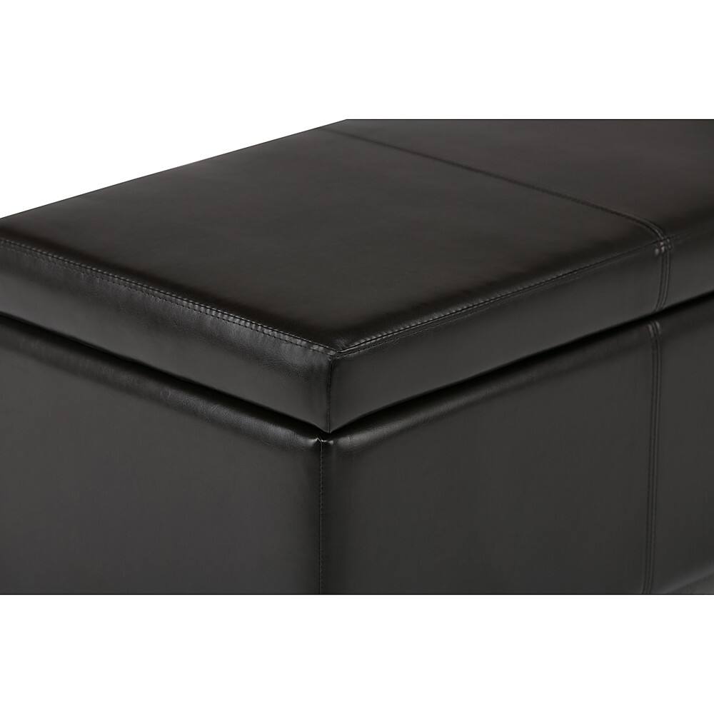 Alt View 13. Simpli Home - Avalon Rectangular Polyurethane Faux Leather Ottoman With Inner Storage - Tanner's Brown.