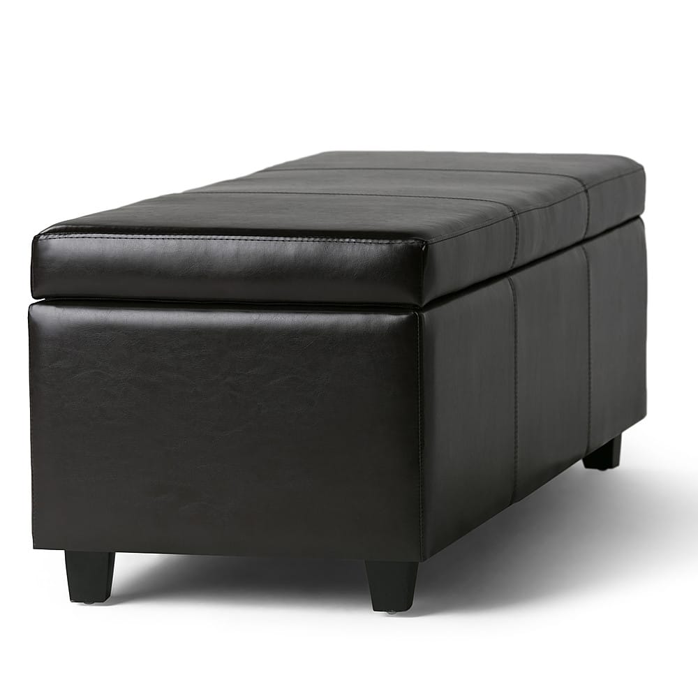 Alt View 14. Simpli Home - Avalon Rectangular Polyurethane Faux Leather Ottoman With Inner Storage - Tanner's Brown.