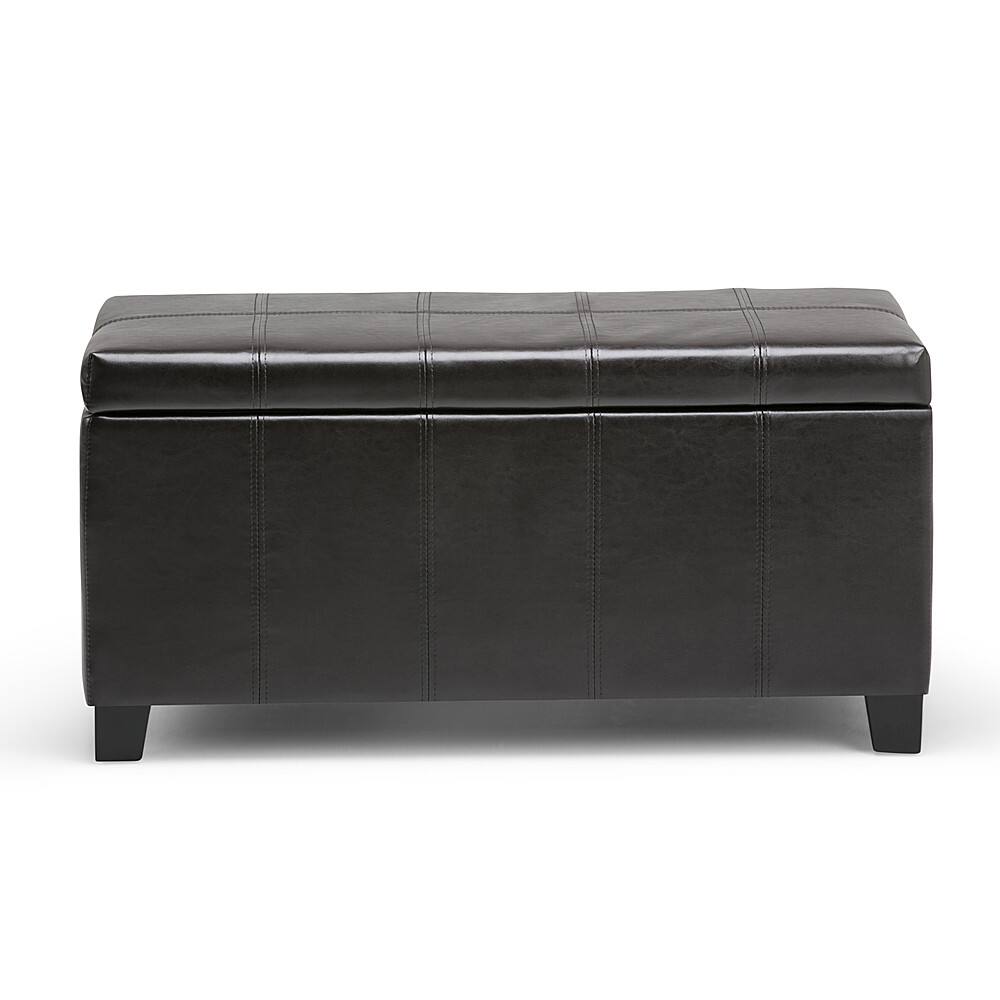 Angle. Simpli Home - Dover Rectangular Ottoman With Inner Storage - Tanned Brown.