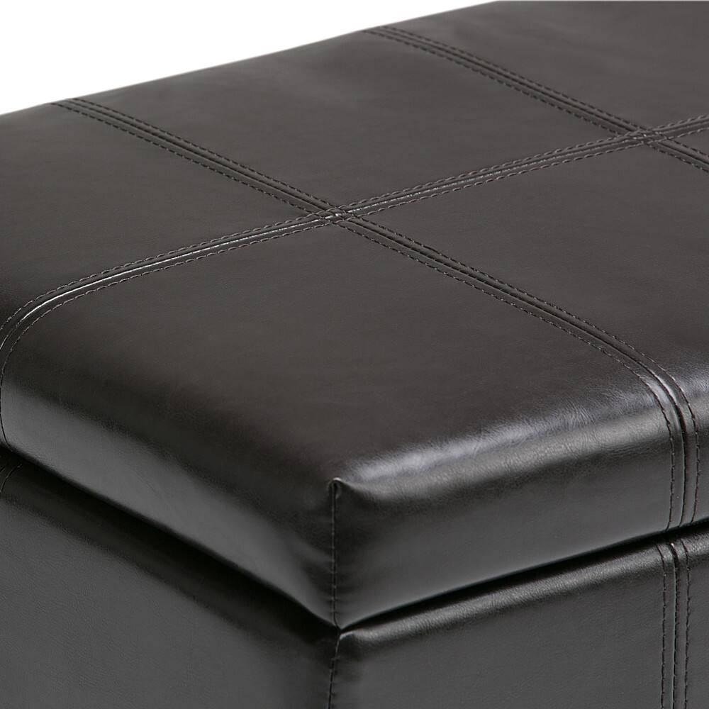 Alt View 15. Simpli Home - Dover Rectangular Ottoman With Inner Storage - Tanned Brown.