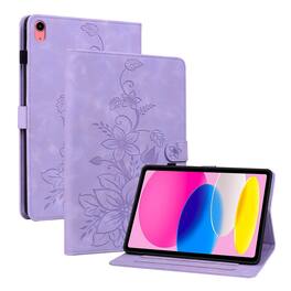 Dteck - Case for Apple iPad (A16) 11" 2025 & iPad 10th Gen 2022,Embossed Pattern PU Leather Flip Card Holder Kickstand Cover - Purple