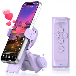 METALTON - Remote Control Scrolling For With Phone Stand Page Turner Kindle App E book Camera Shutter Android Ios Ipad - Purple