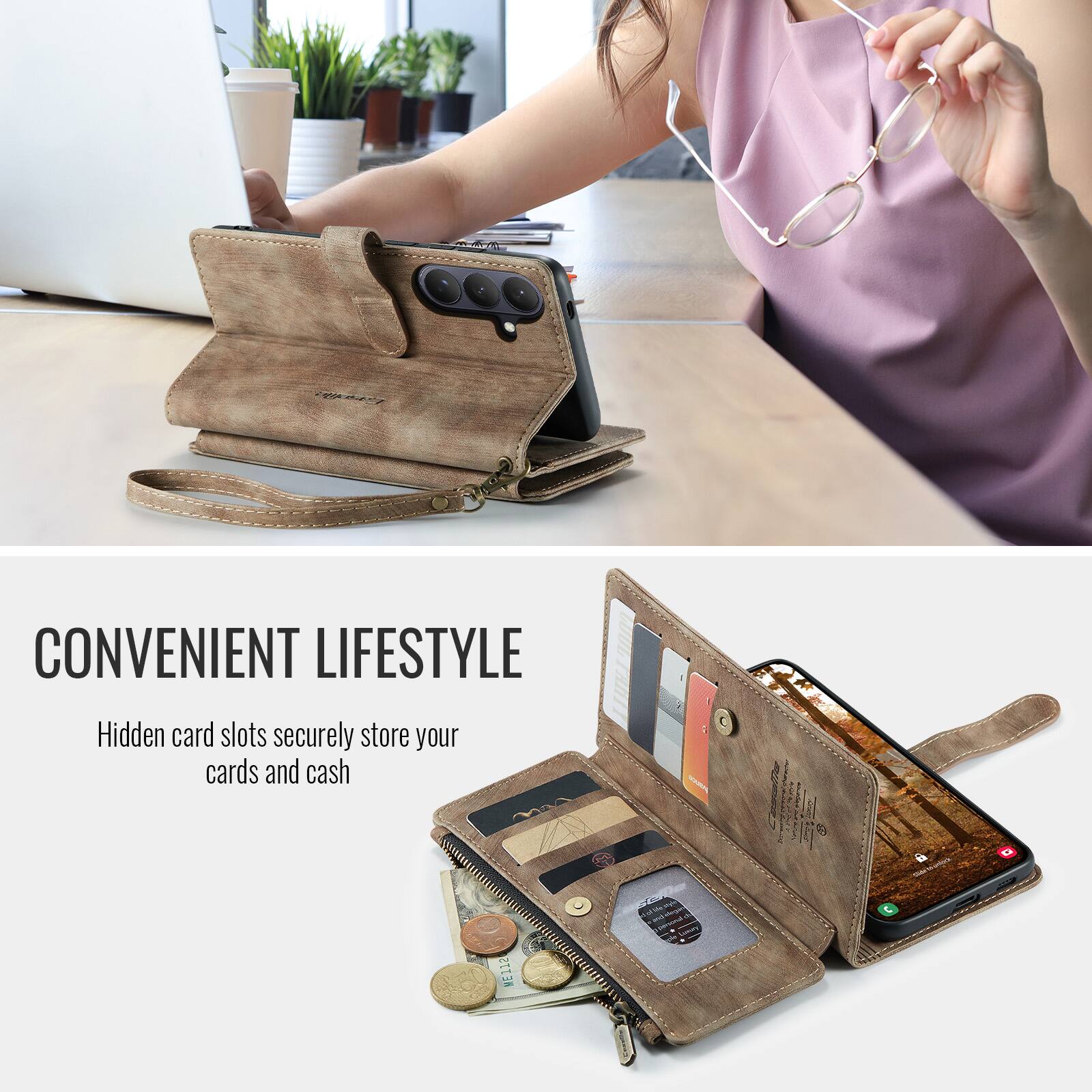 Laselle

CONVENIENT LIFESTYLE

Hidden card slots securely store your cards and cash