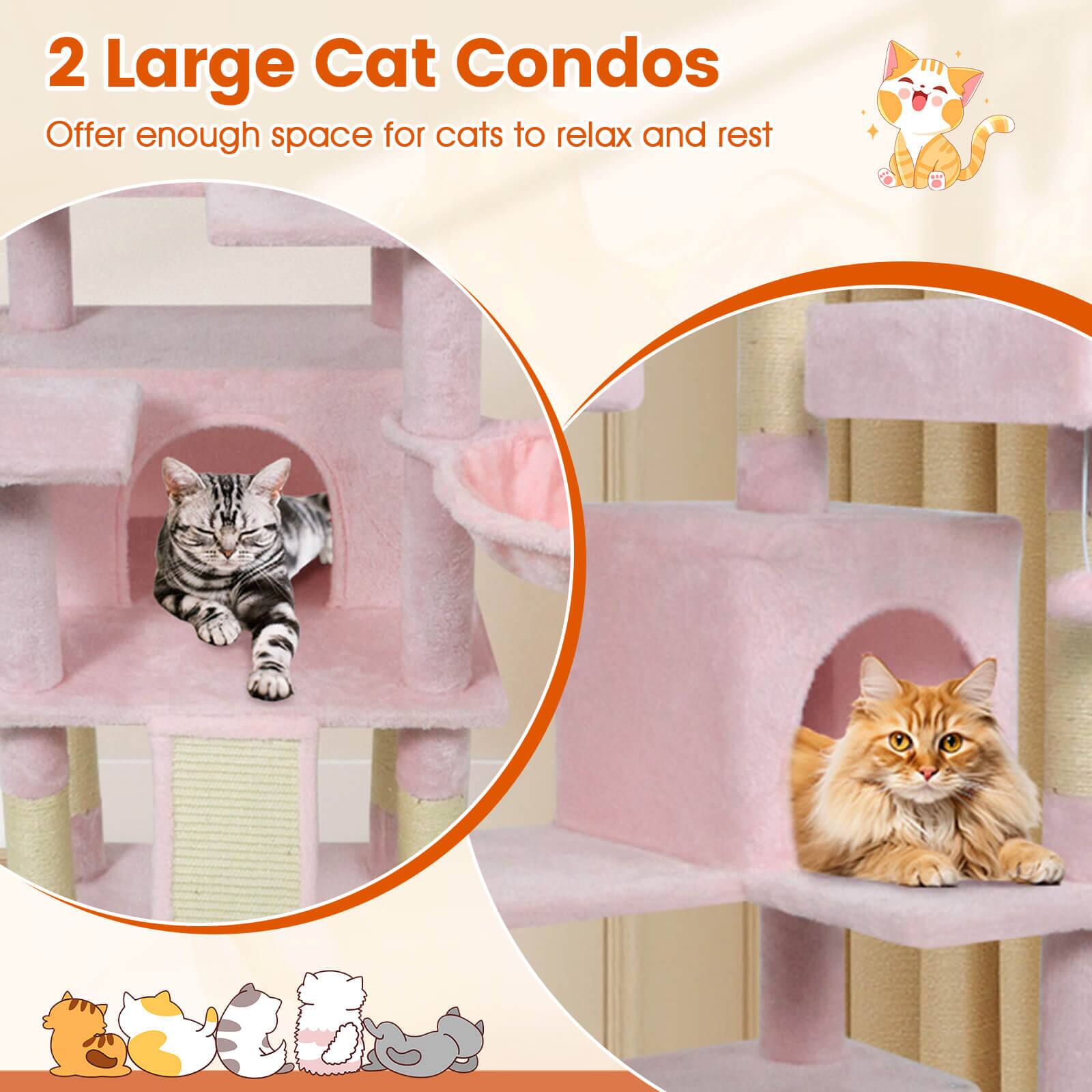 2 Large Cat Condos  
Offer enough space for cats to relax and rest