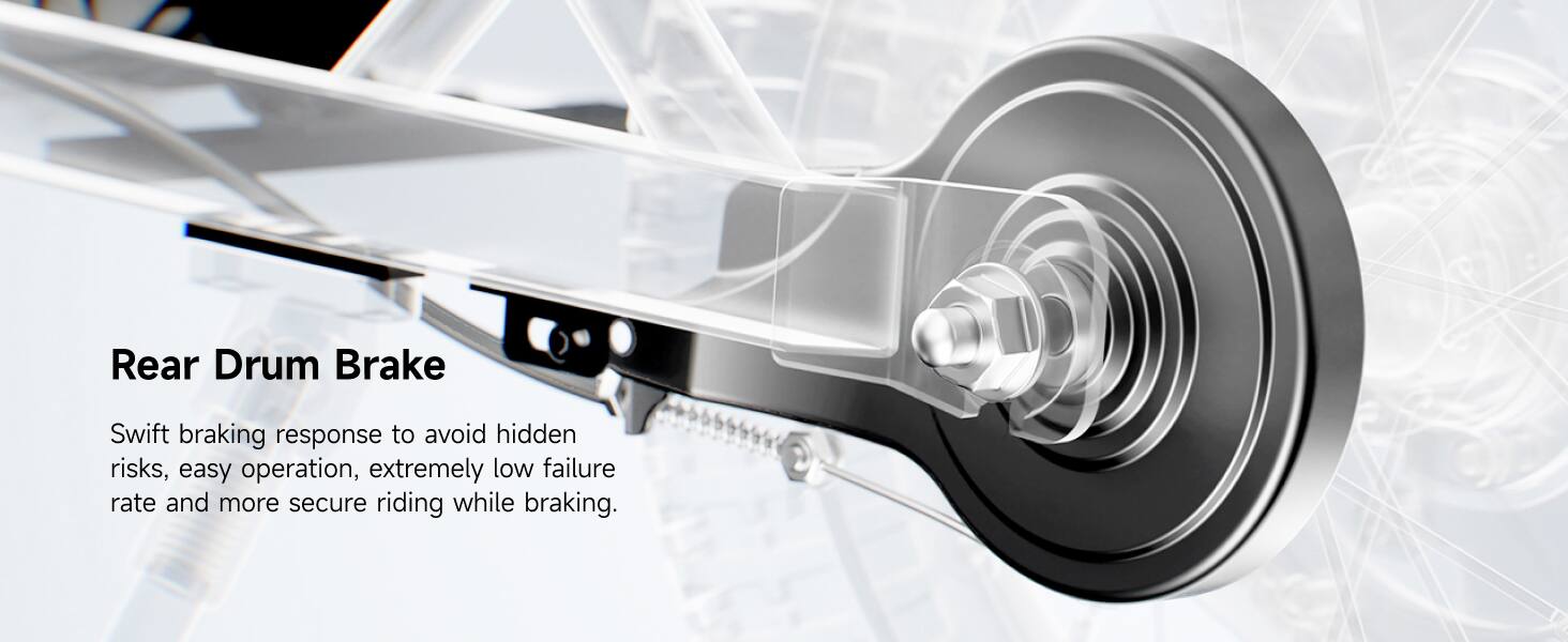 Rear Drum Brake

Swift braking response to avoid hidden risks, easy operation, extremely low failure rate and more secure riding while braking.