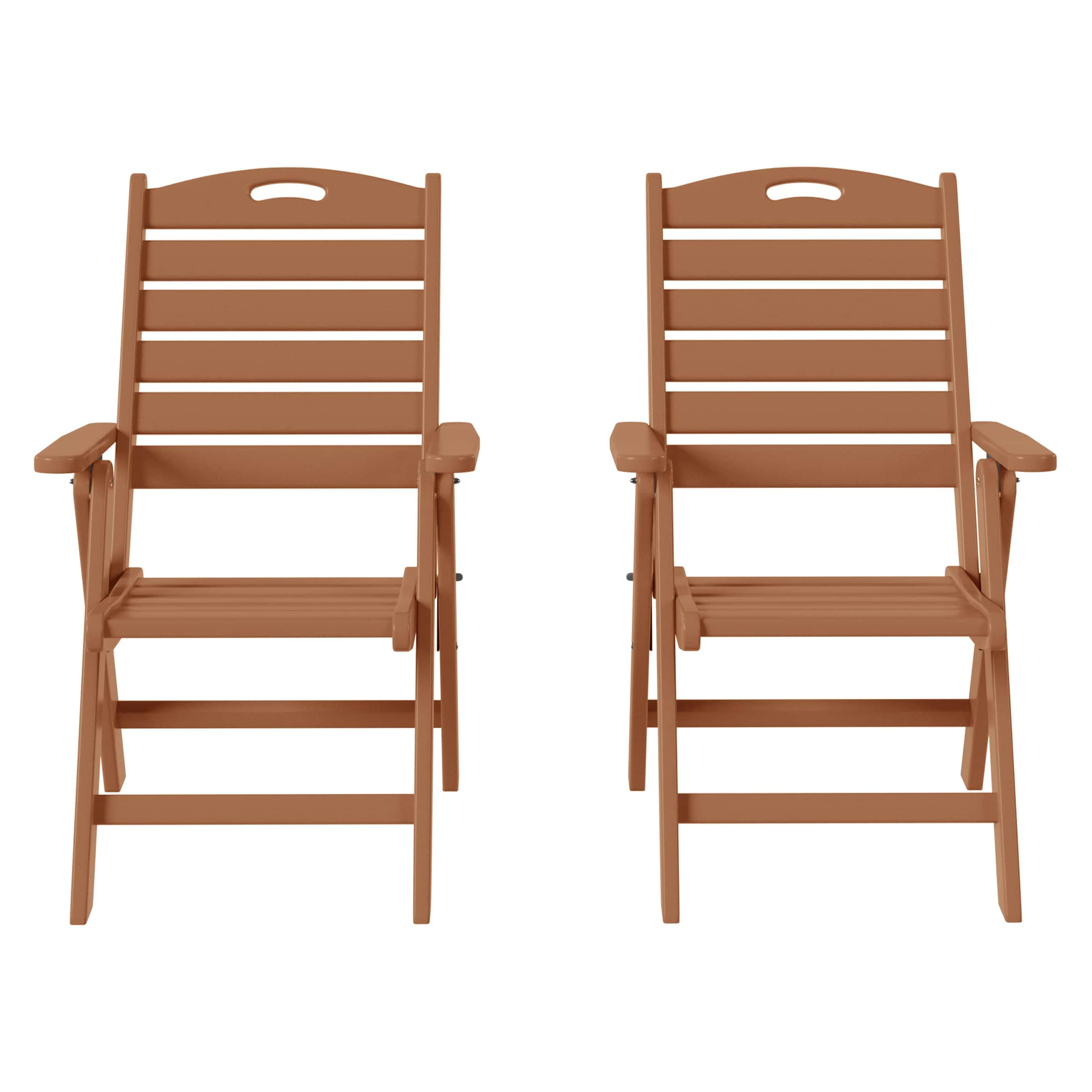 WestinTrends - Azura HDPE Adjustable Highback Folding Outdoor Patio Dining Chairs Set of 2 - Teak