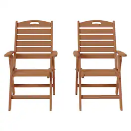 WestinTrends - Azura HDPE Adjustable Highback Folding Outdoor Patio Dining Chairs Set of 2 - Teak