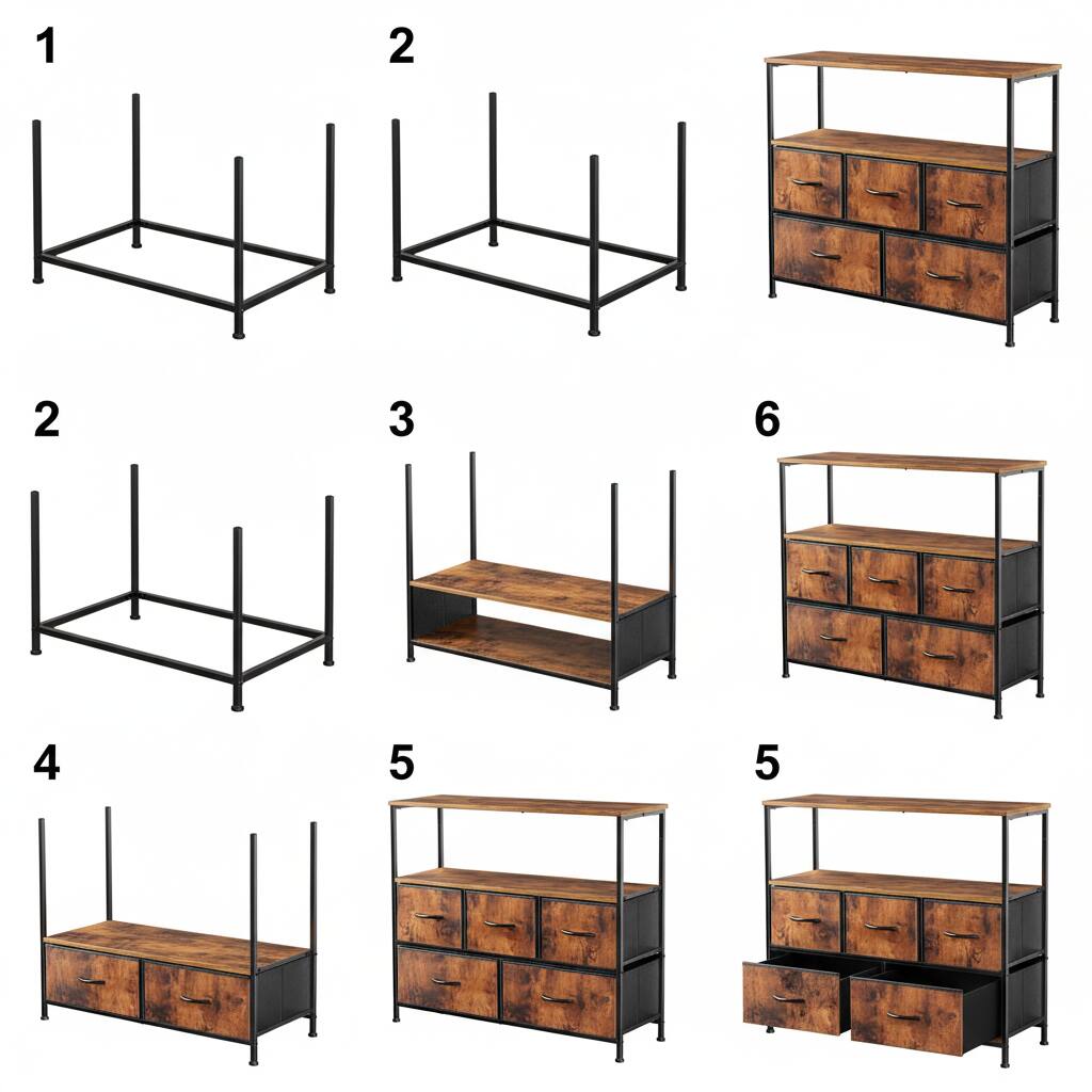 Alt View 1. AOITUN - Rustic 5-Drawer Fabric Dresser, 39.4" Narrow TV Stand for 43 Inch TV, Tall Storage Chest for Small Bedroom. - Steel.