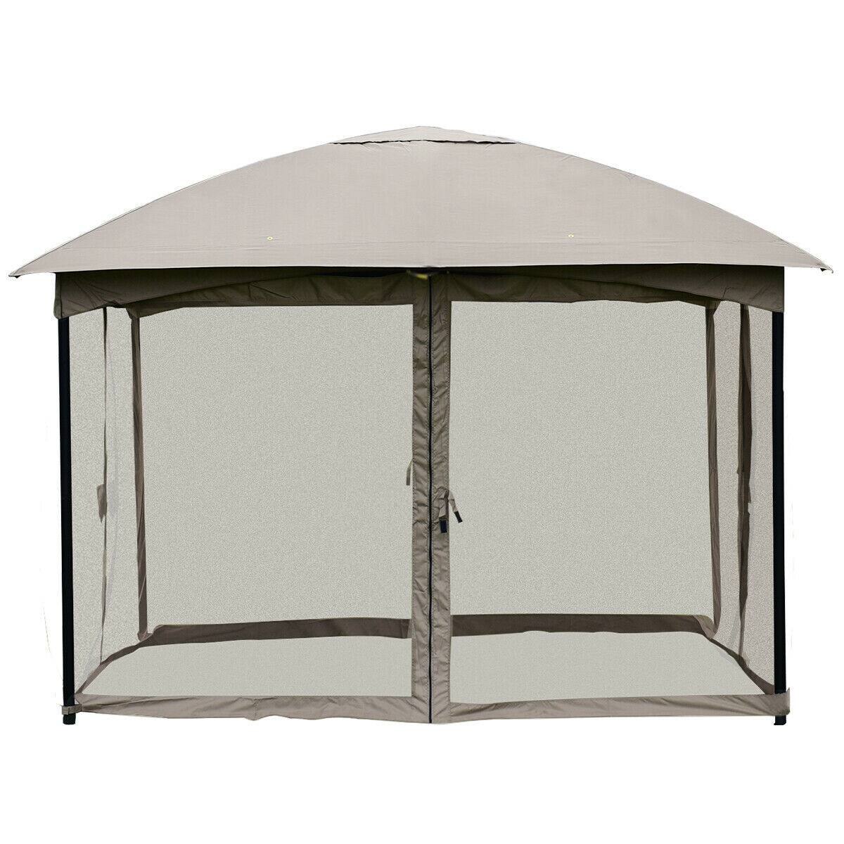 Alt View 9. Gymax - Gymax 11.5FT Patio Gazebo Canopy Tent Wedding Party Shelter Awning Mosquito Netting - Beige.
