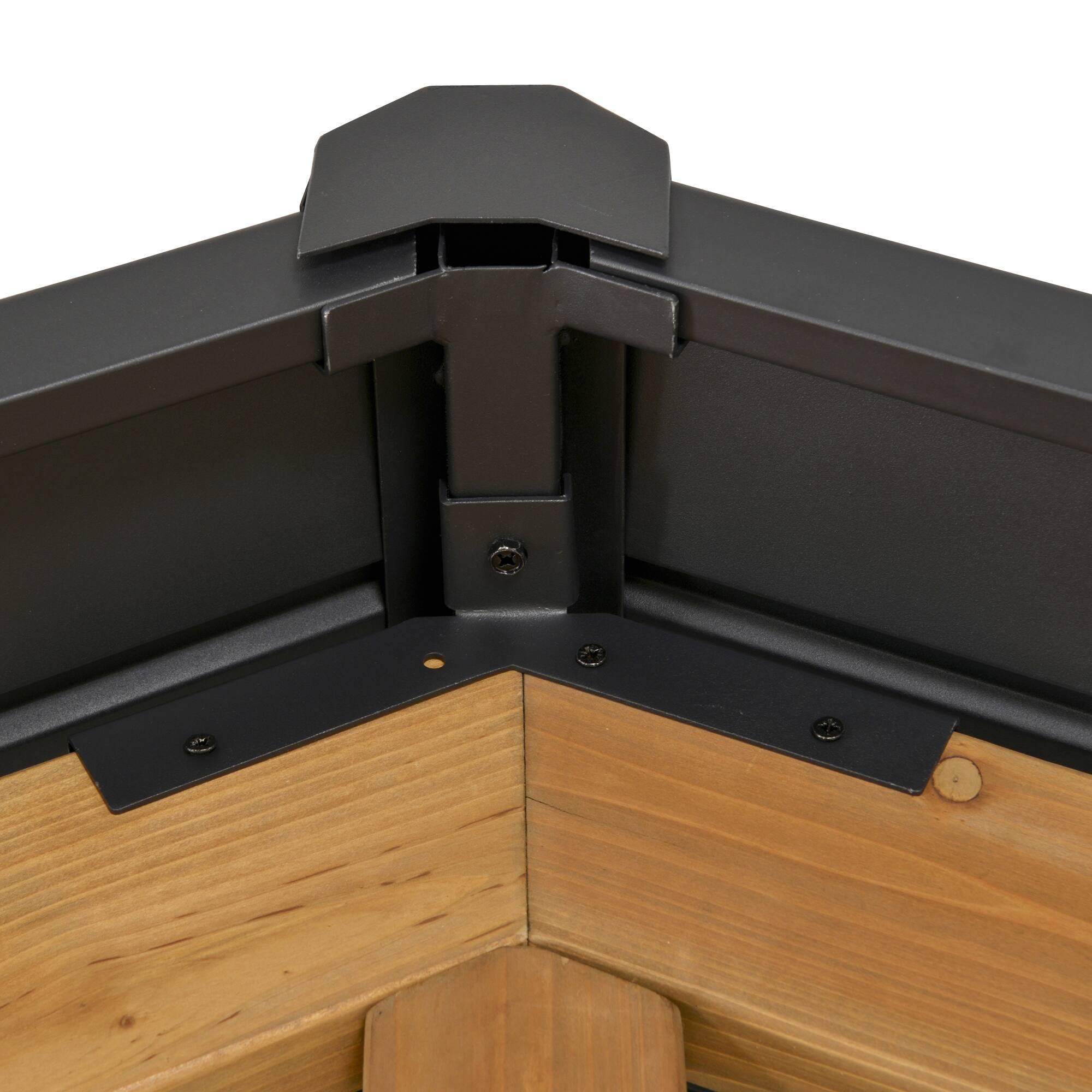 Alt View 7. Outsunny -  11' x 13' Hardtop Gazebo with Galvanized Steel Roof, Wooden Frame, Permanent Pavilion Outdoor Gazebo with Ceiling Hook - Natural, Black.