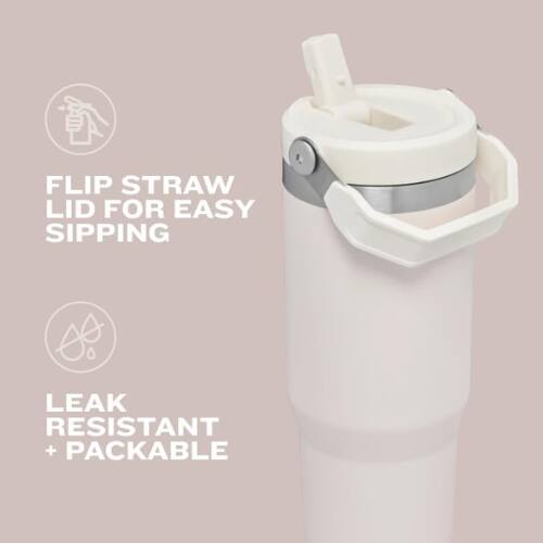 FLIP STRAW LID FOR EASY SIPPING  
LEAK RESISTANT + PACKABLE