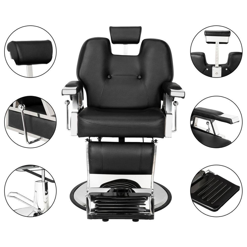 Left. Winado - Heavy Duty Extra Wide Reclining Salon Chair Hydraulic Barber Chair with Adjustable Headrest & Footrest for Beauty Spa - Black.
