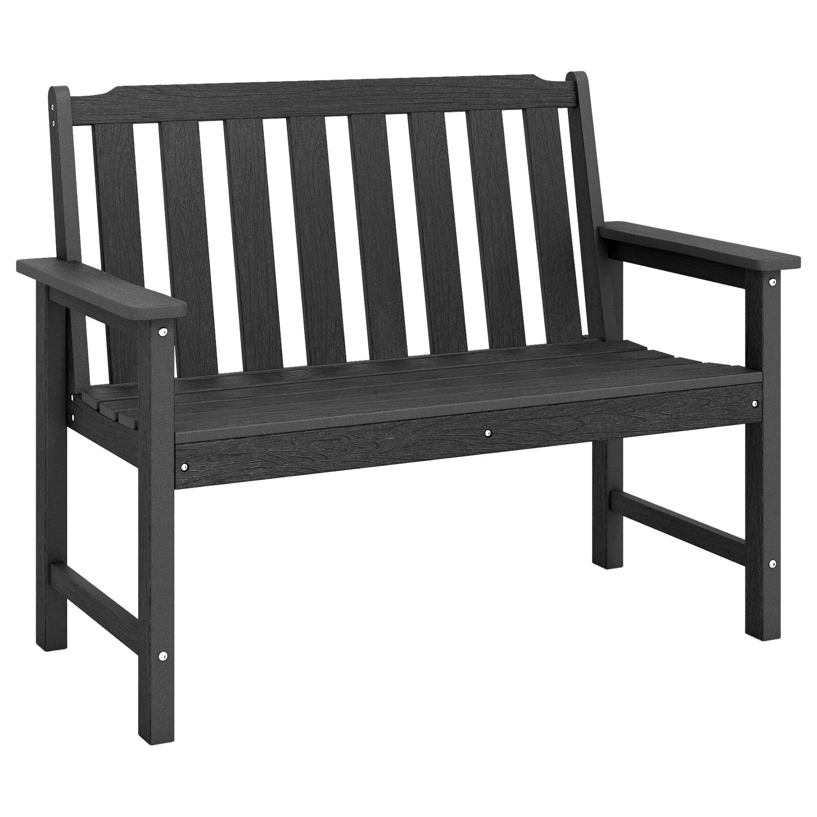 Alt View 9. Gymax - Gymax 2-Person All Weather HDPE Outdoor Garden Bench w/Backrest & Armrests for Lawn Black - Black.