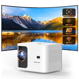 ZACHVO - 1080P Projector 4K Support, 5G WiFi Bluetooth, Outdoor With Full-Sealed Engine/PPT/Zoom,White - White