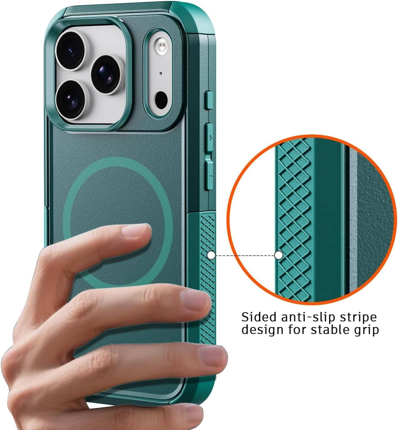 Sided anti-slip stripe design for stable grip