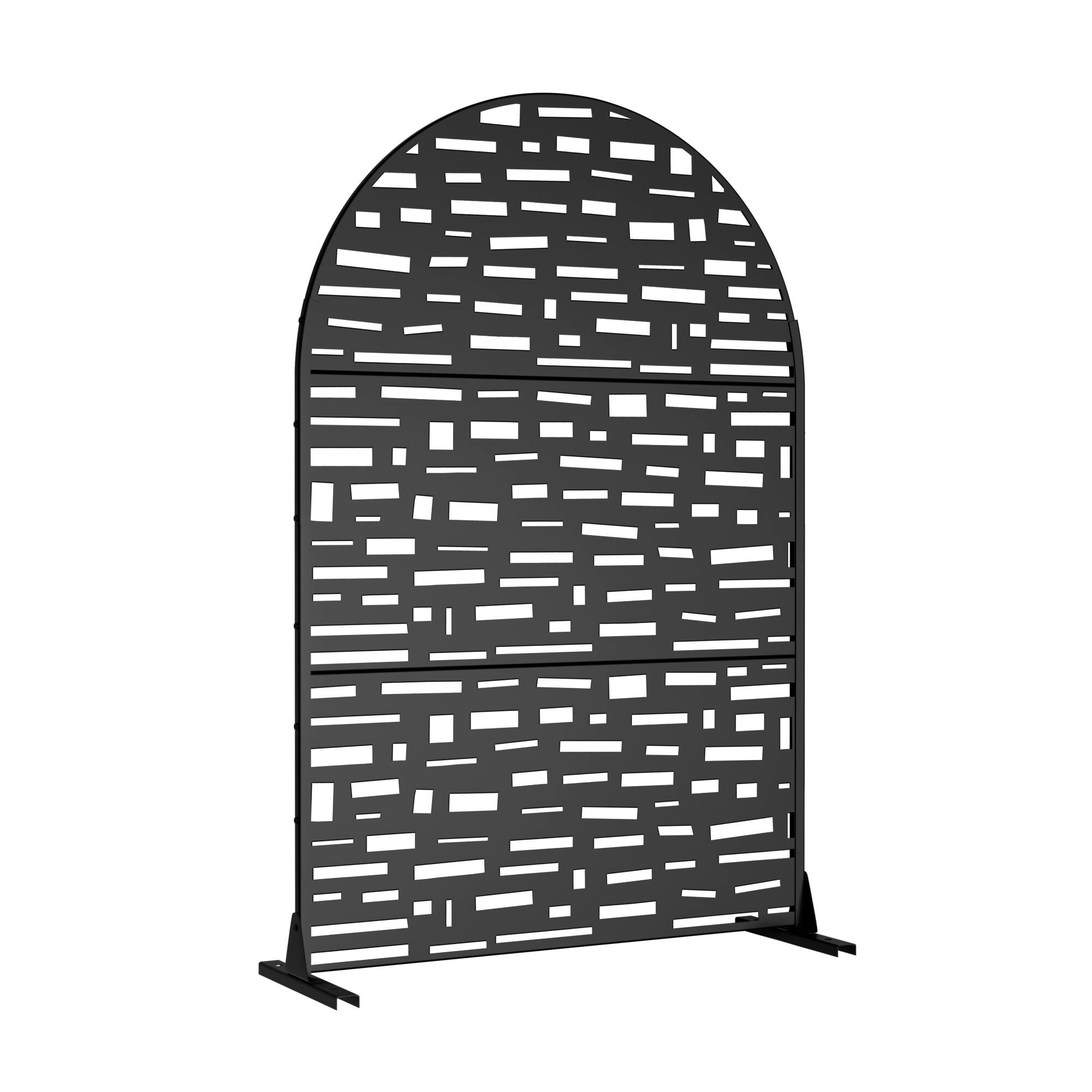 Angle. PexFix - 72 in. x 47 in. Gerald Pattern Arch Metal Outdoor Privacy Screen & Panels, Freestanding Garden Divider Fence - Black.