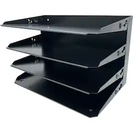 Huron - Horizontal Slots Desk Organizer 4 Compartment Horizontal 15" x 9.25" x 8.60" Durable Steel - Black