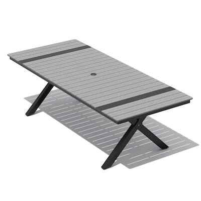 Alt View 4. Crestlive Products - Crestlive Products X-Leg Large Patio Plastic Wood Top Aluminum Frame Outdoor Dining Table with Umbrella Hole - Gray.