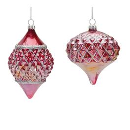 BreeBe - Irredescent Glass Ornament (Set of 6) - Red, Silver