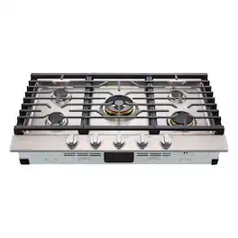 LG - SIGNATURE 36" Built-In Smart Gas Cooktop with 5 Burners, 24K BTU UltraHeat Dual Burner and LED Illuminated Knobs - Stainless Steel