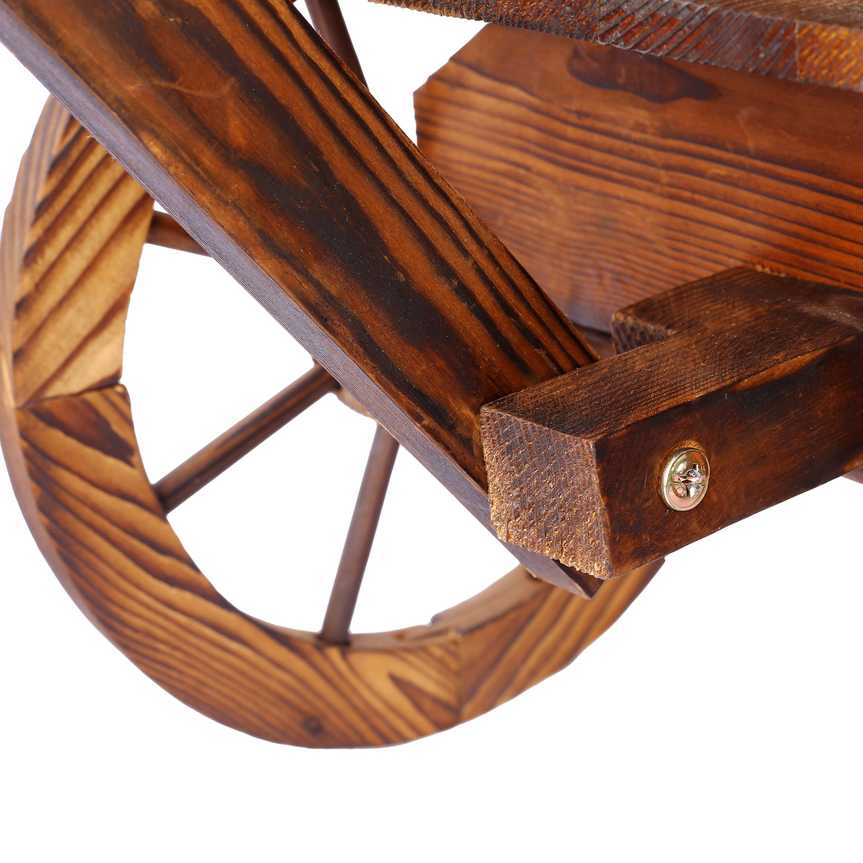 Alt View 6. GOODSILO - Rustic Wood Wagon Planter with Wheels - Decorative Outdoor Garden Flower Pot Stand - Brown.