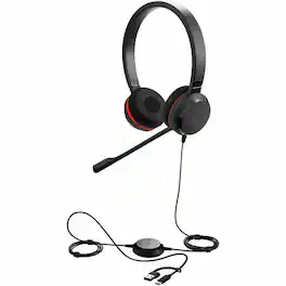 Jabra - Evolve 20SE Headset - Microsoft Teams Certification - Stereo - USB Type C, USB Type A - Wired - 20 Hz to 20 kHz - Black