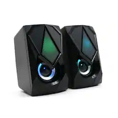 Front. Xtreme - Multicolor LED Gaming Speakers, Quality Sound/Unique Colors, Adjustable Volume - Black.