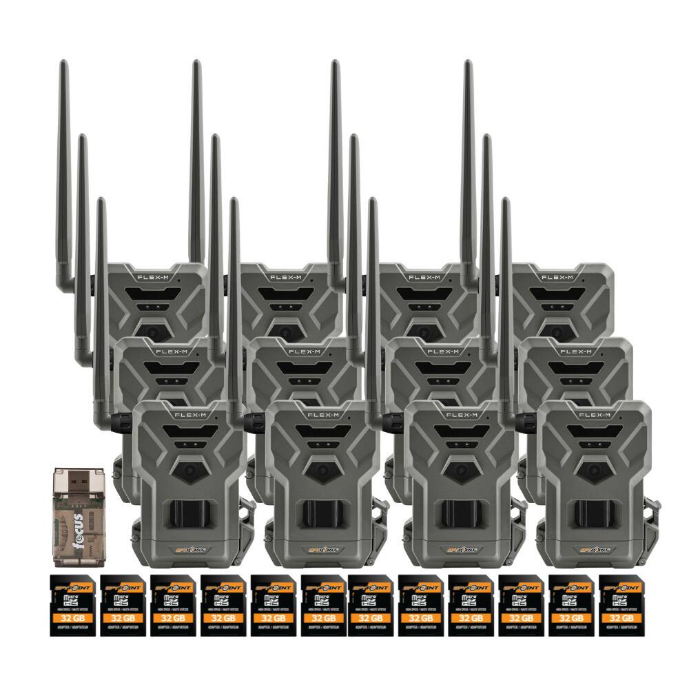 Spypoint - Flex M Twin Pack 28MP Cellular Trail Cameras with 12 x 32GB Card Bundle